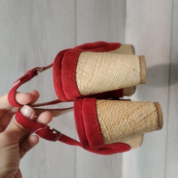 Stuart Weitzman Womens Ankle Suede Slingback Wedge Sandals shoes sz 7.5M - Picture 7 of 13